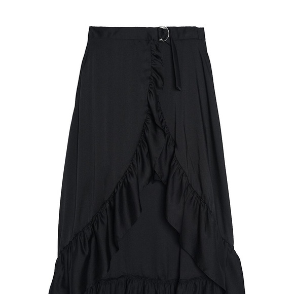 SANDRO IIONA WRAP SKIRT BUILT IN SHORTS RUFFLE BLACK NWT SZ XS - Picture 7 of 13